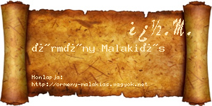Örmény Malakiás névjegykártya